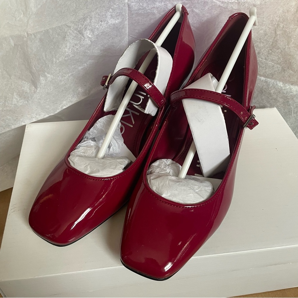 Calvin Klein Jatlee Mary Jane Square Toe Block Heel Dress Pumps